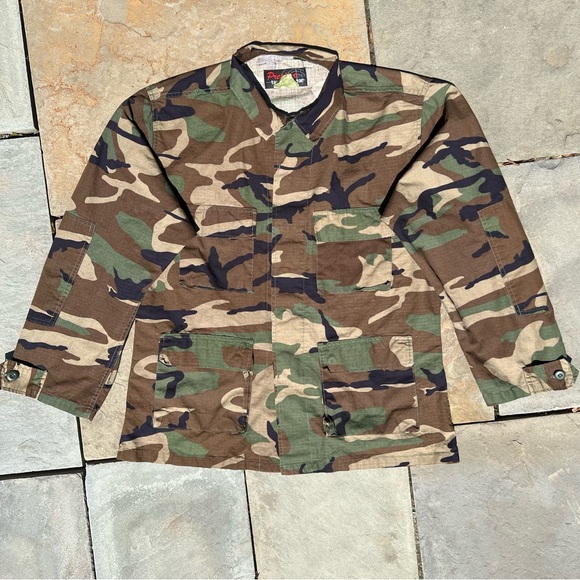 Y2K Ripstop Camo Cargo Utility Shirt Jacket - Picture 1 of 7